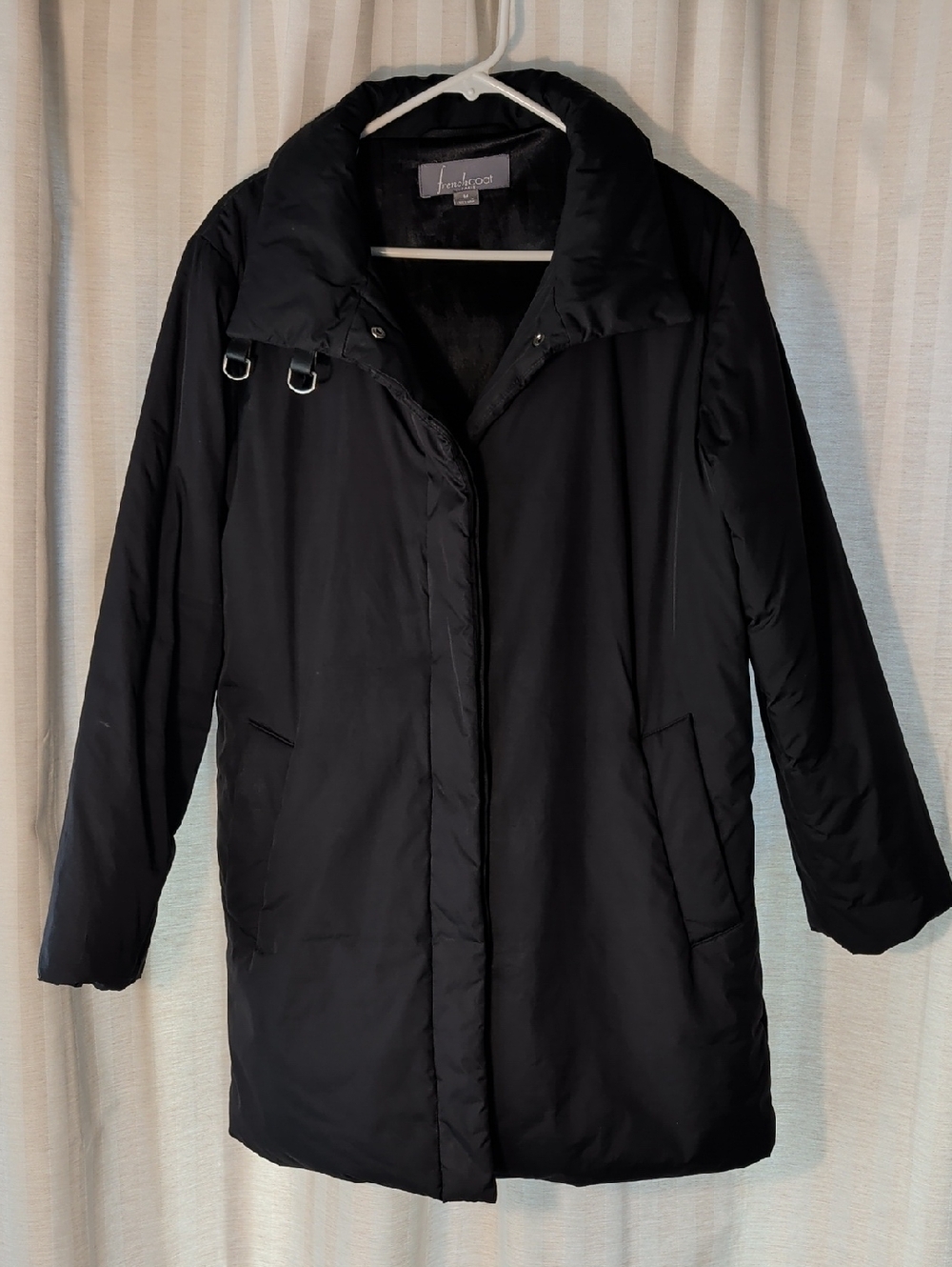 Aris Black Long Puffer Coat with D-Ring Detail